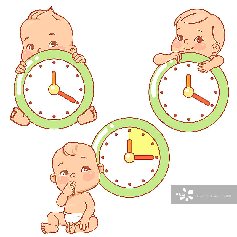 带有时钟的婴儿图片素材