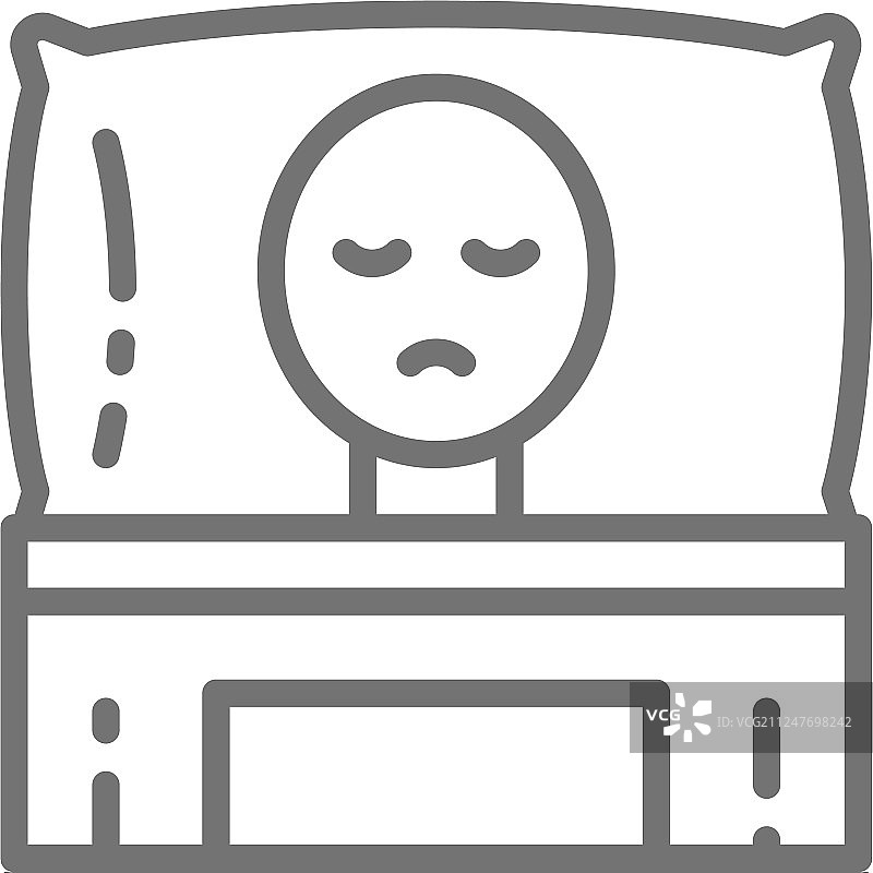 卧床的癌症患者肿瘤科线条图标图片素材