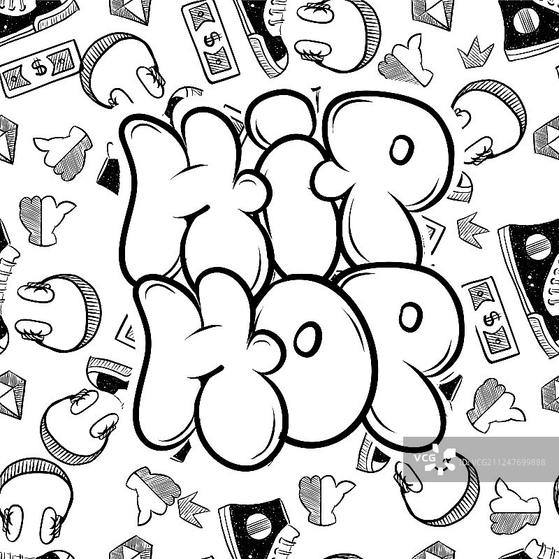 涂鸦风格的嘻哈音乐派对图片素材