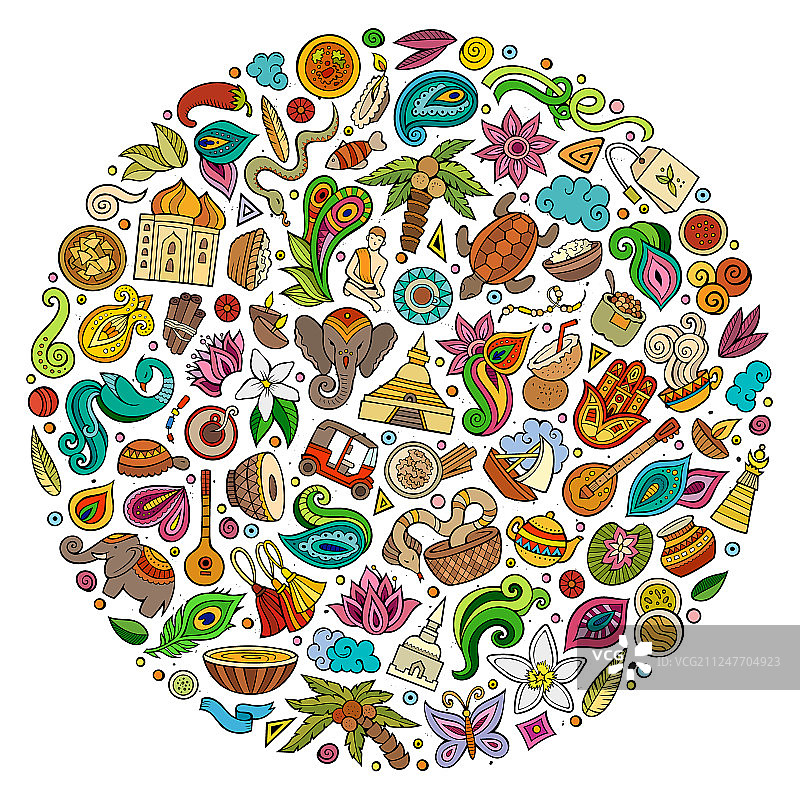 印度卡通涂鸦元素合集图片素材
