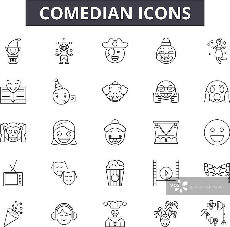 喜剧演员线条图标标志集图片素材