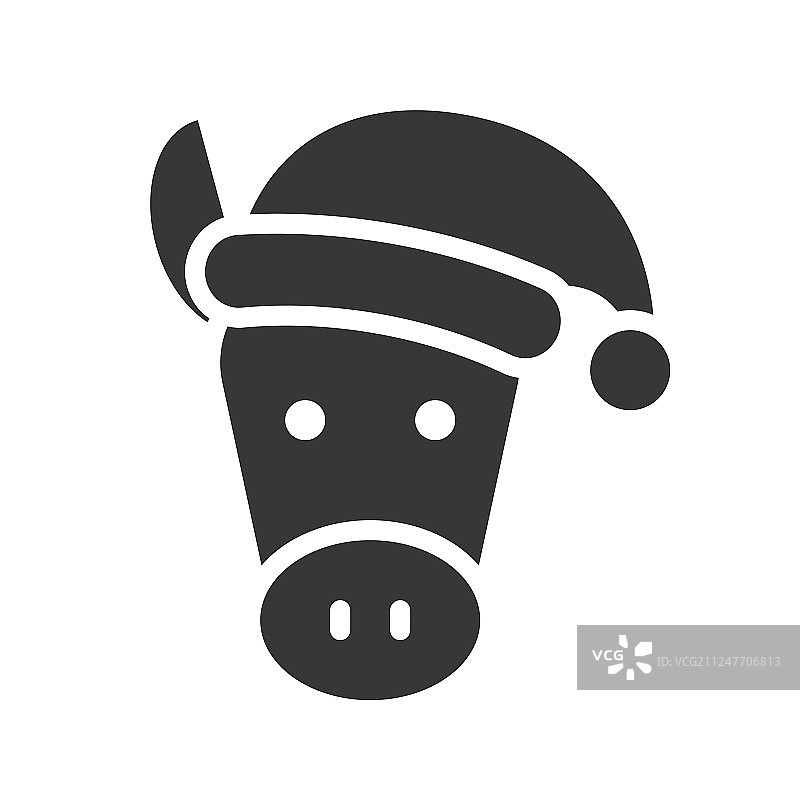 戴圣诞帽的驴剪影图标设计图片素材