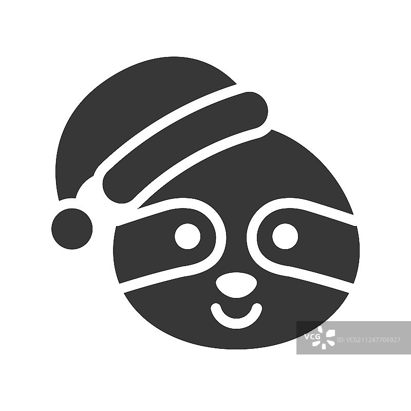 戴圣诞帽的树懒轮廓图标设计图片素材
