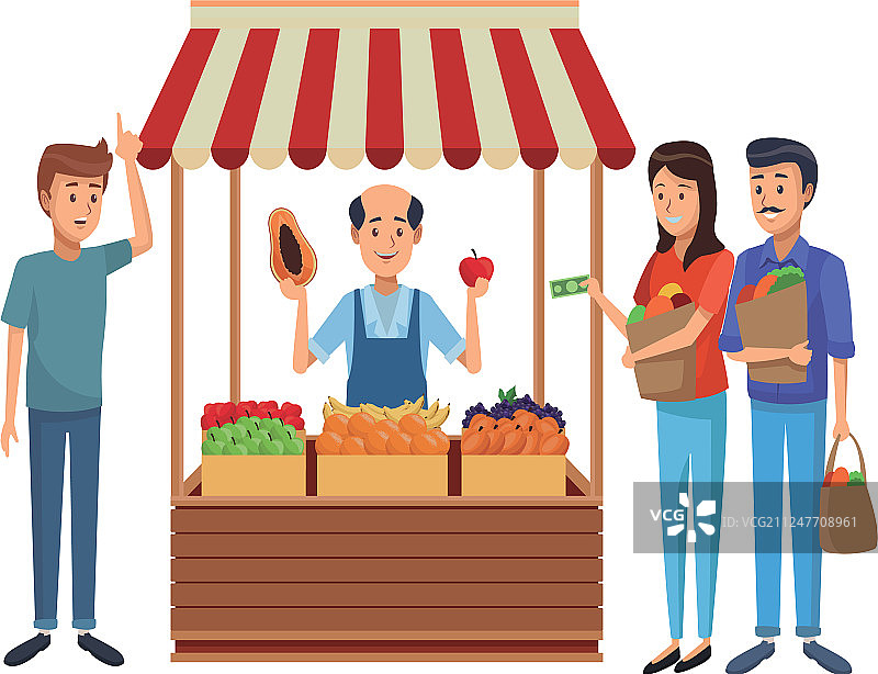 卡通食品杂货员图片素材