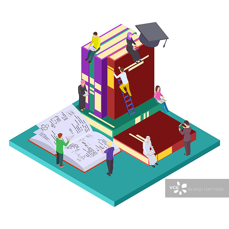 图书馆教育2.5D概念图片素材