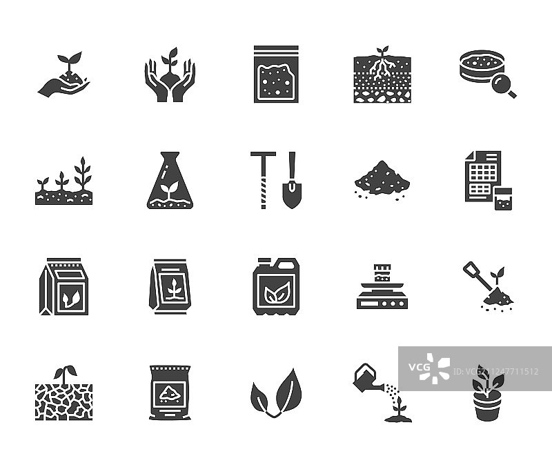 土壤测试扁平字形图标农业图片素材