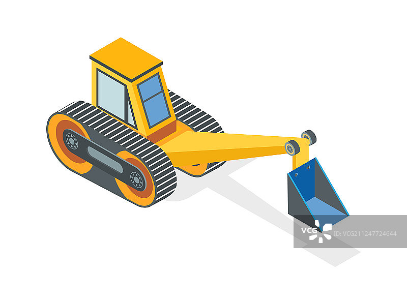 带挖掘铲斗的挖掘机图片素材