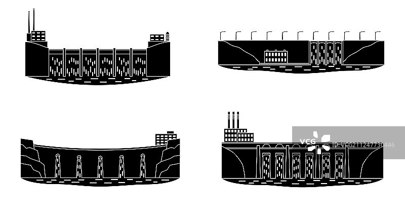 一组水电站剪影图片素材
