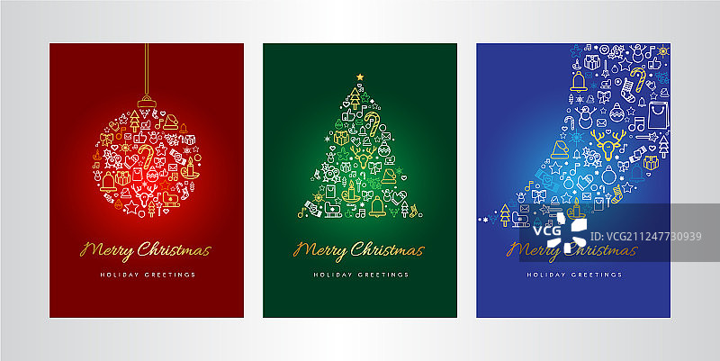 圣诞节贺卡模板套装图片素材