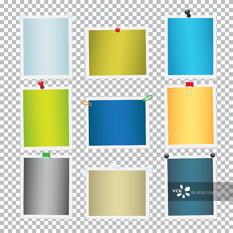 带图钉的彩色相框套装图片素材