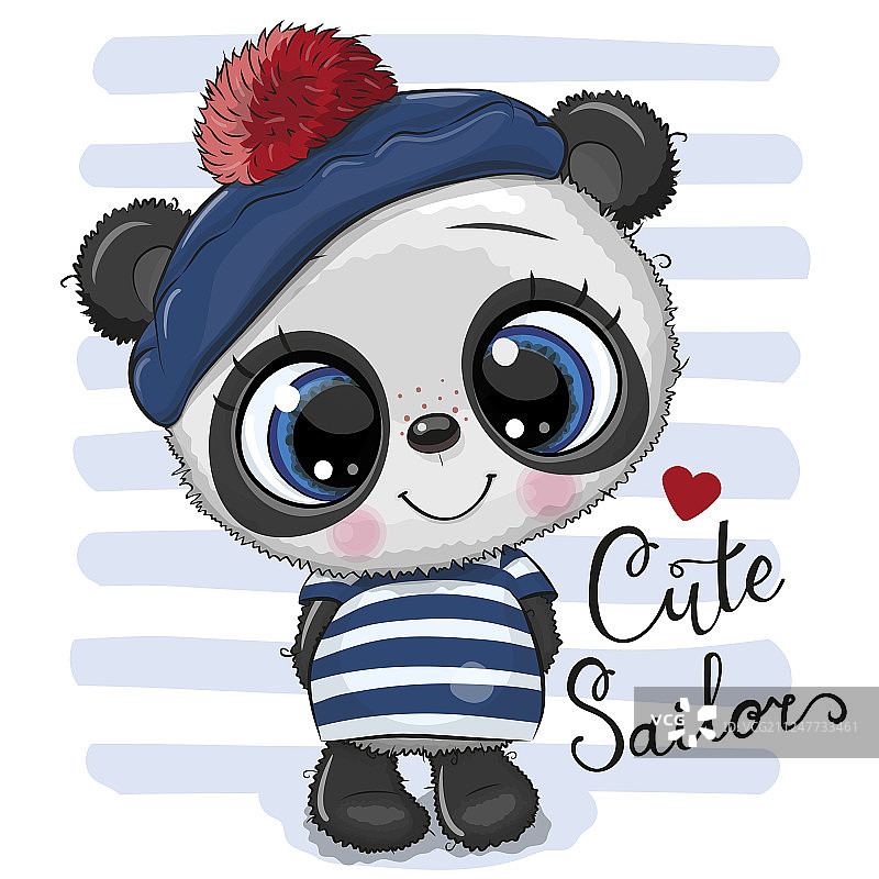 水手服卡通熊猫图片素材
