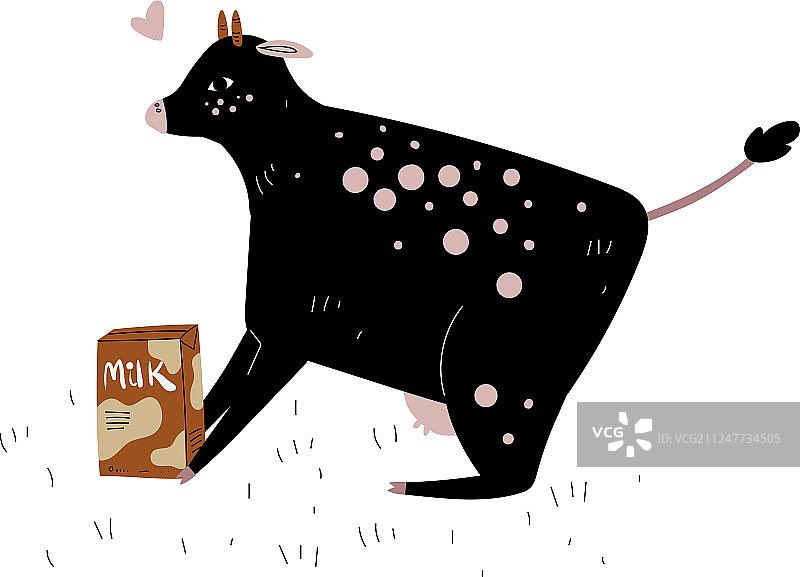 带斑点的奶牛与牛奶包装图片素材