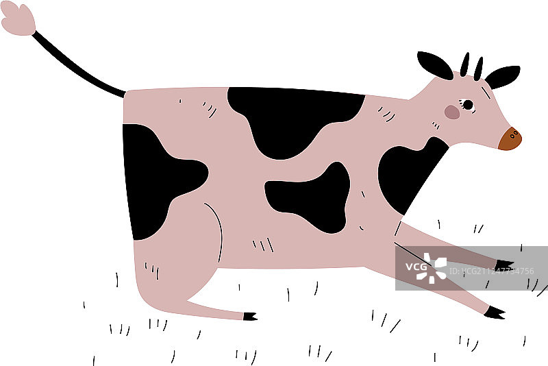 躺在草地上的斑点奶牛图片素材