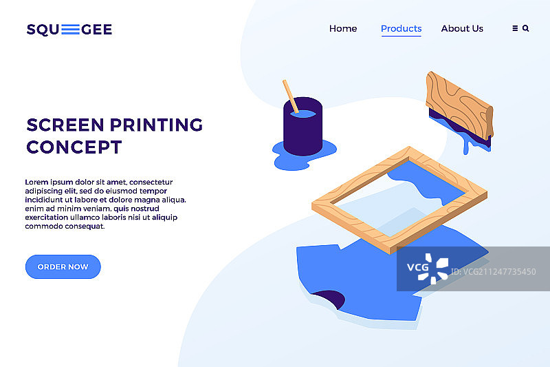 丝网印刷等距元素着陆页图片素材