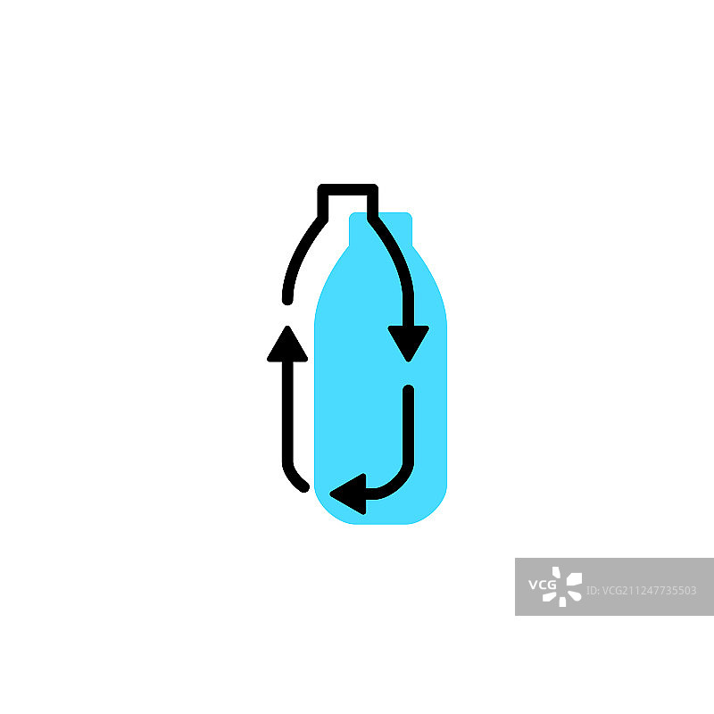 回收塑料瓶标志图标线条轮廓图片素材