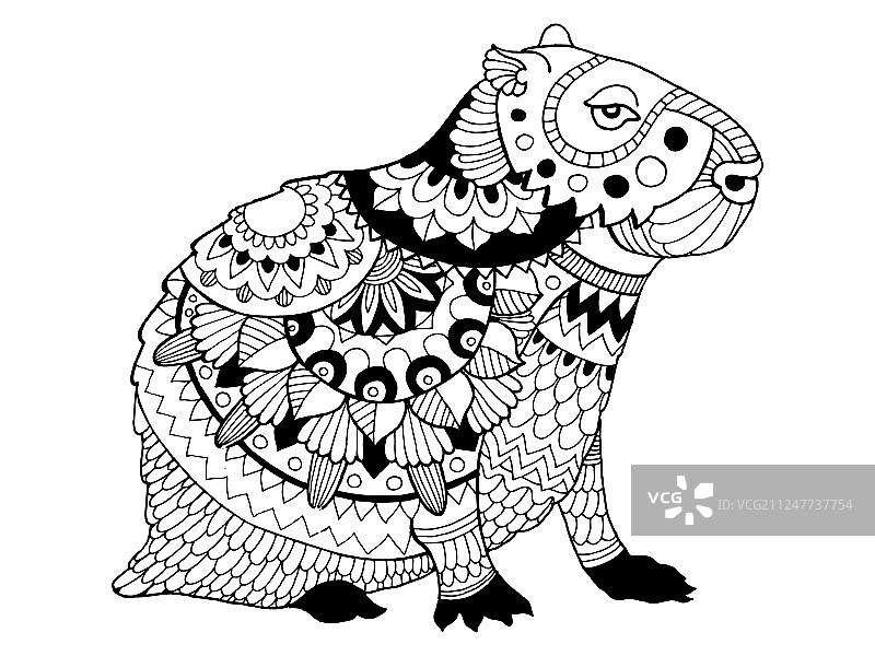 水豚着色书图片素材