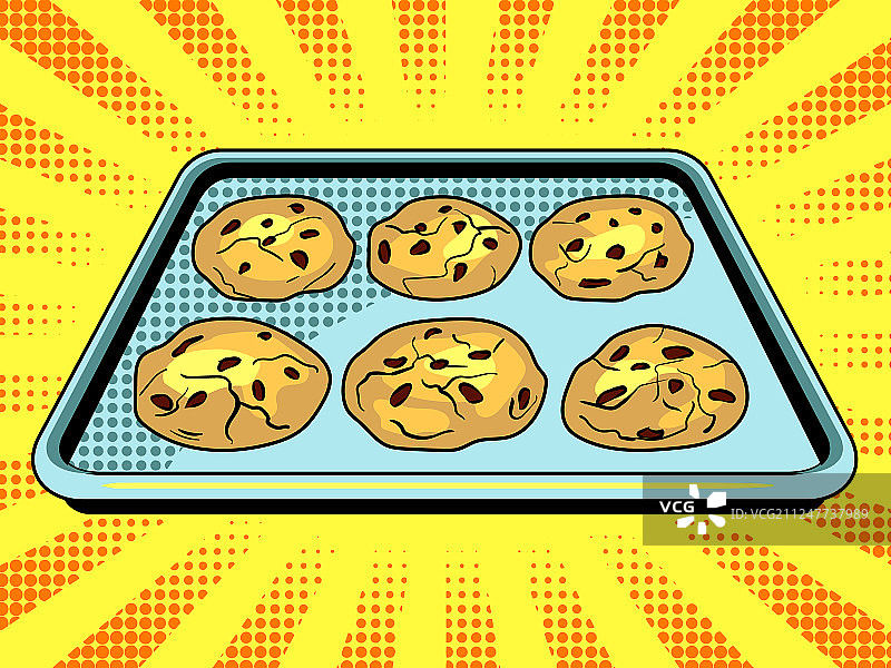 烤盘上的波普风曲奇饼干图片素材