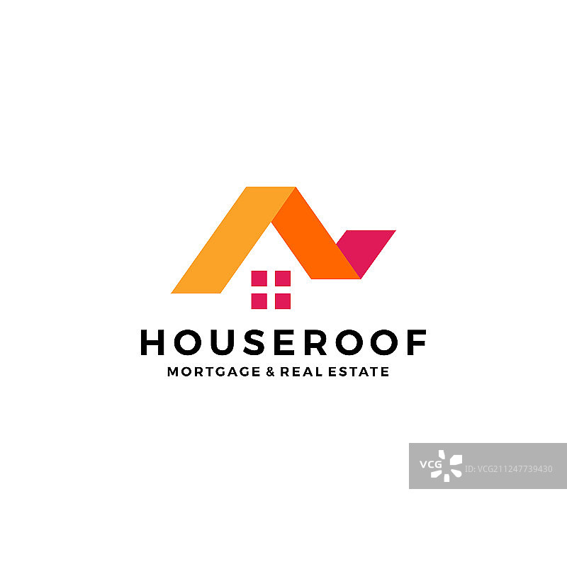 房屋住宅屋顶抵押贷款房地产缎带logo图片素材