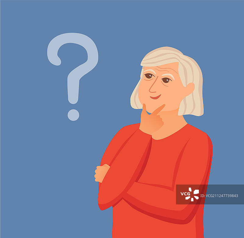 有疑问的老年妇女在思考图片素材