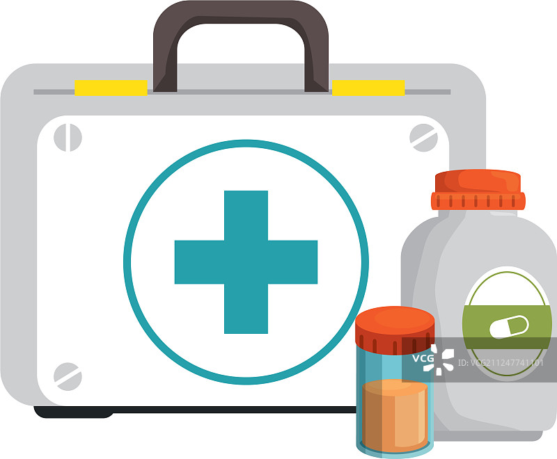装有瓶装药品的医疗箱图片素材