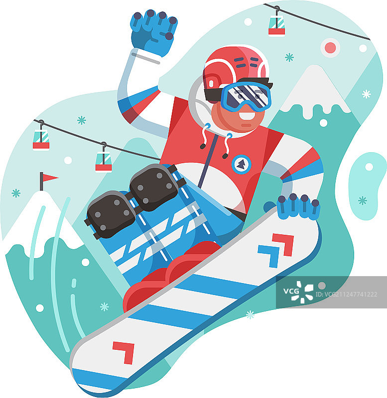 快乐的自由式滑雪板男子跳跃图片素材