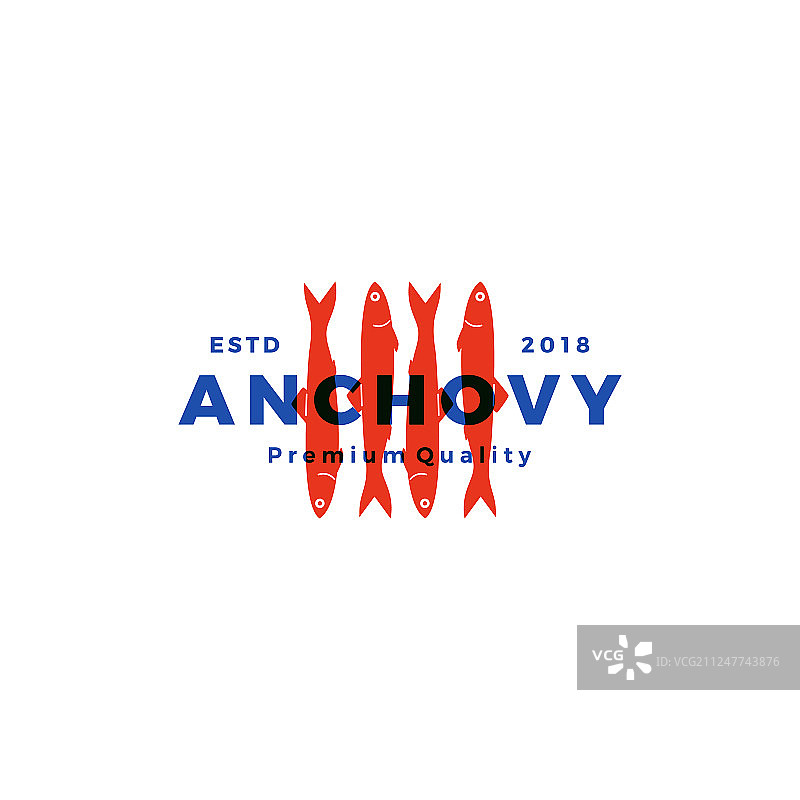 凤尾鱼标志复古标签图片素材