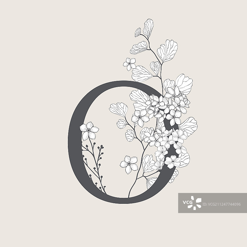 绽放的花卉数字0字母组合标志图片素材