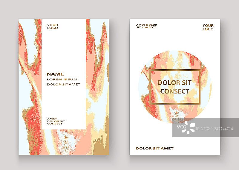 珊瑚色金色大理石奢华纹理漆图片素材