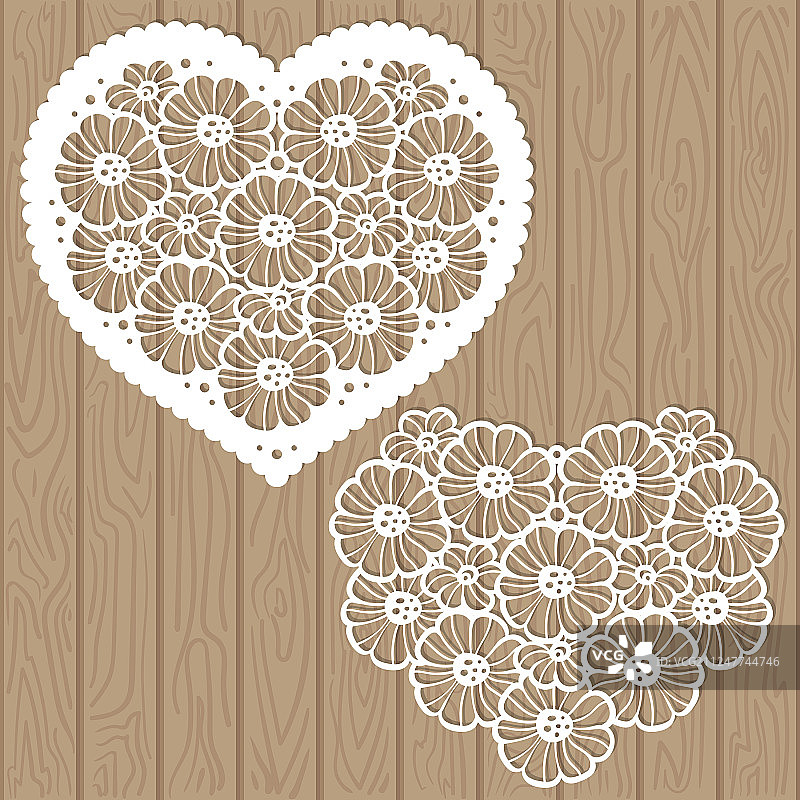 激光切割心形花朵模板图片素材