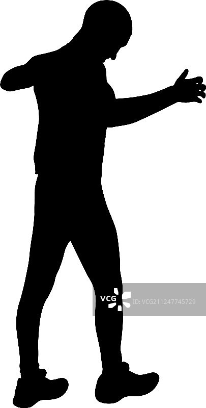 举起手臂的男人黑色剪影图片素材