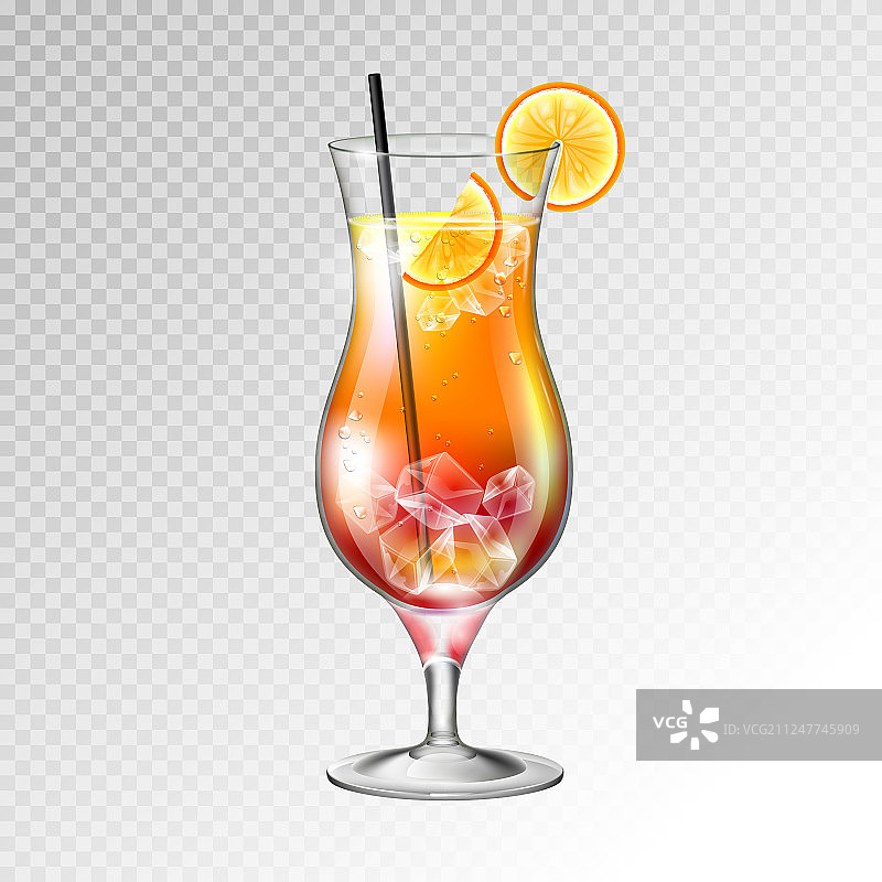 逼真的龙舌兰日出鸡尾酒杯图片素材
