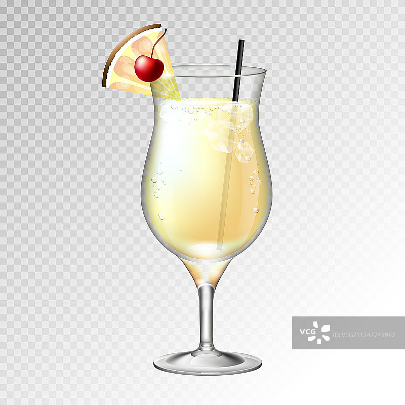 逼真风格的椰林飘香鸡尾酒杯图片素材