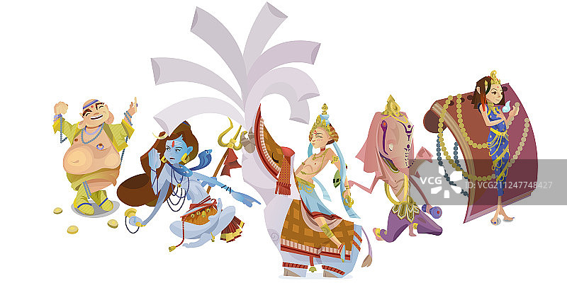 瑜伽冥想中的印度神图片素材