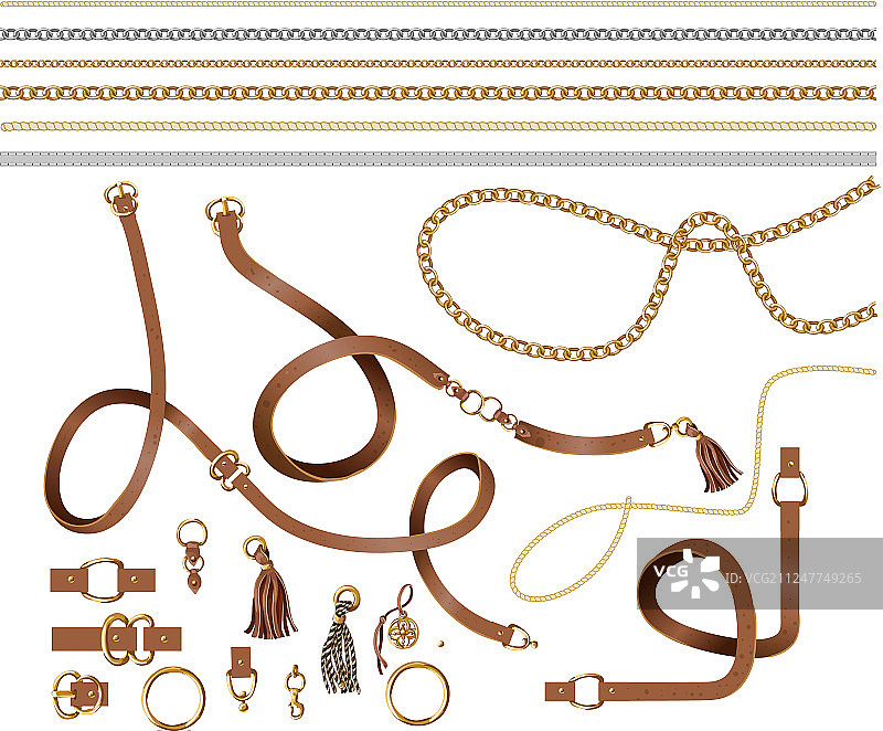 腰带链条元素合集图片素材