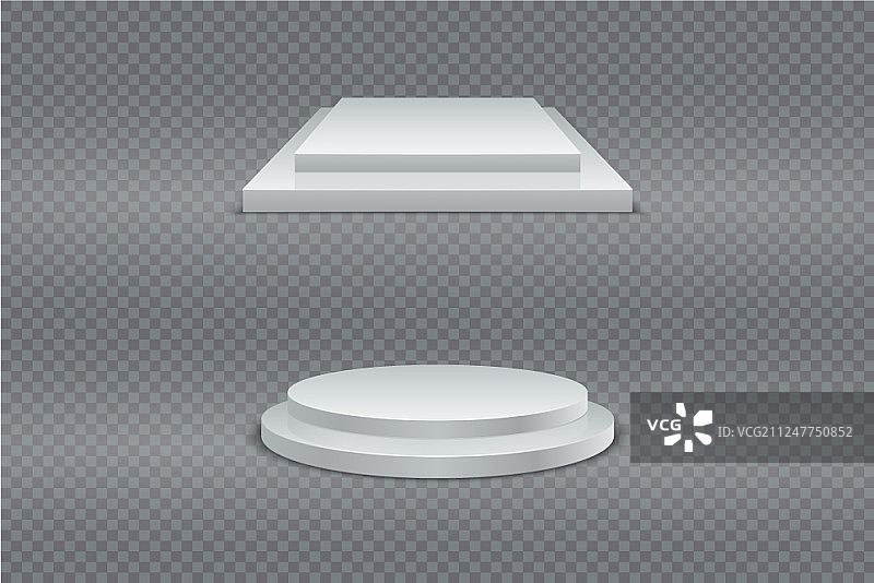 优胜者领奖台圆形和方形3D两级台图片素材