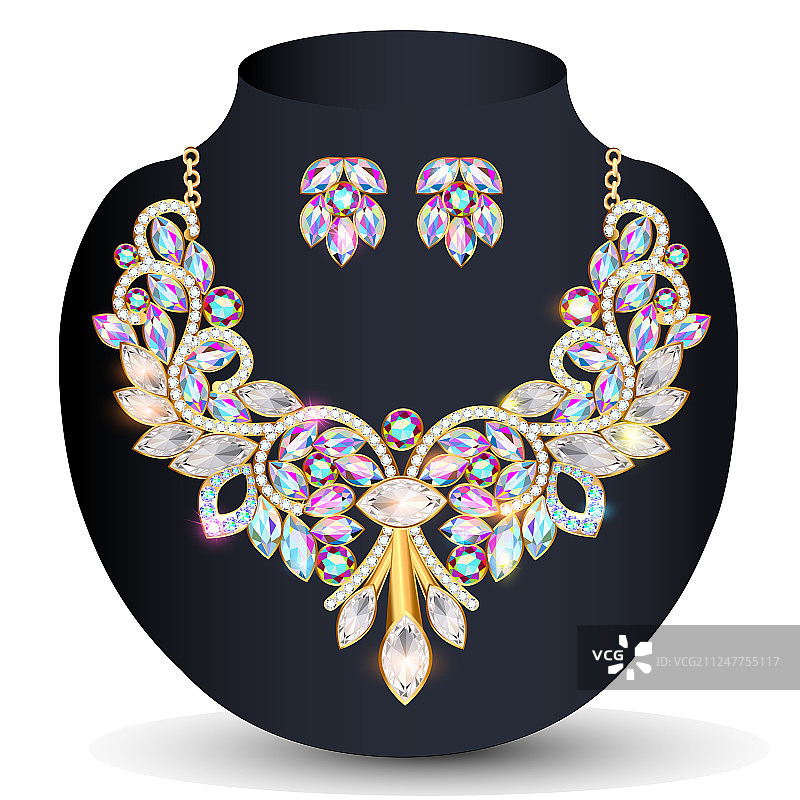 金色项链和耳环女士婚礼图片素材