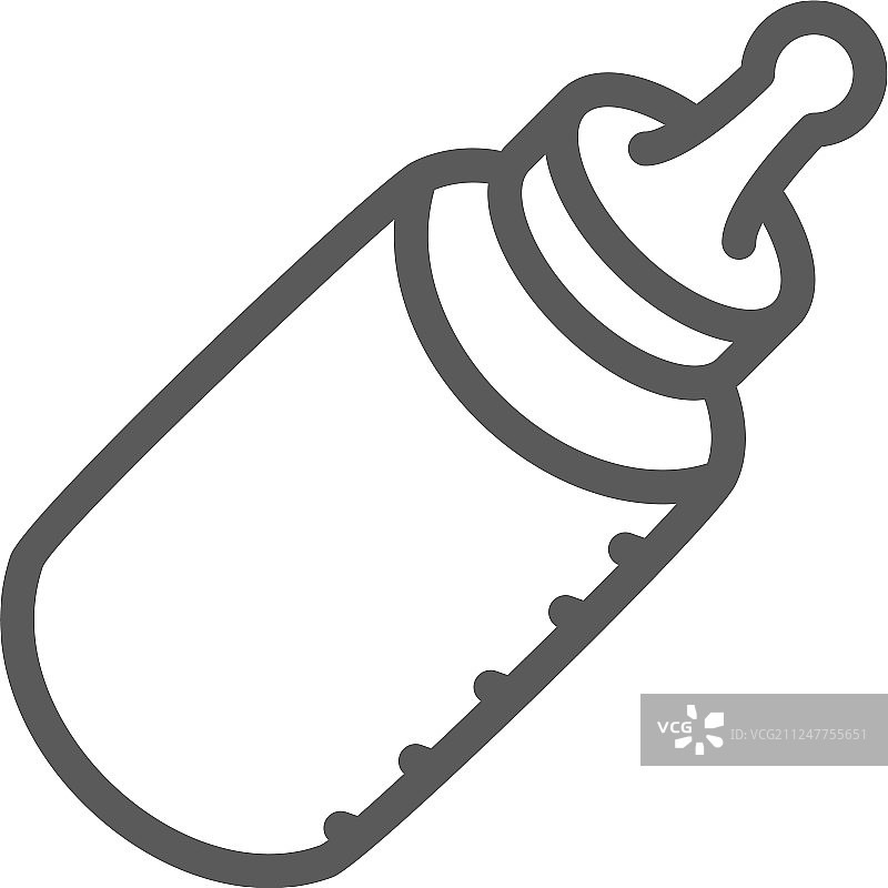 白色背景上的婴儿奶瓶线条图标图片素材
