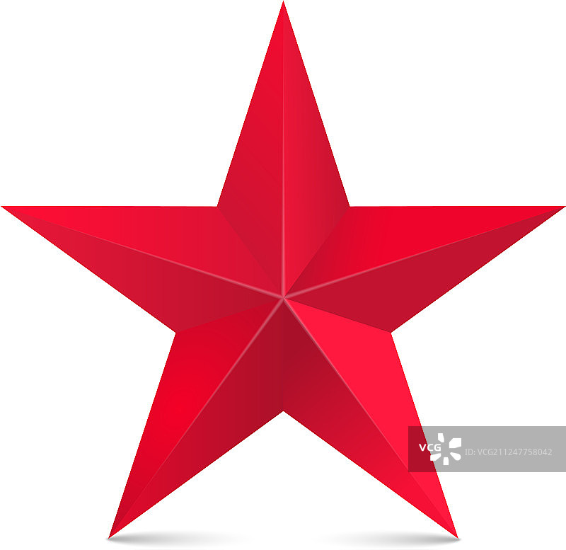 白色背景上孤立的红色3D星星图片素材