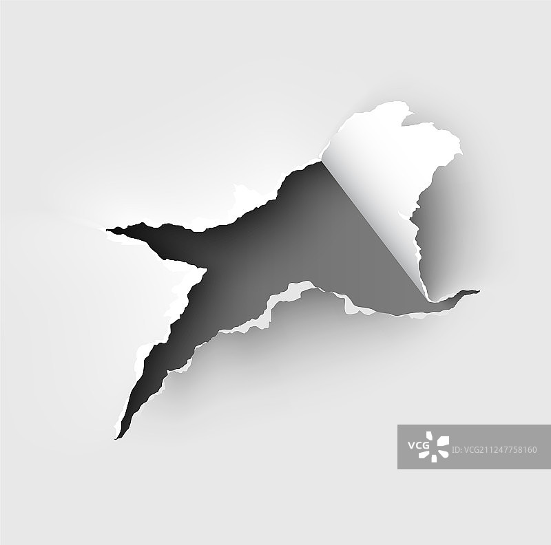 白色背景撕裂纸张上的破洞图片素材