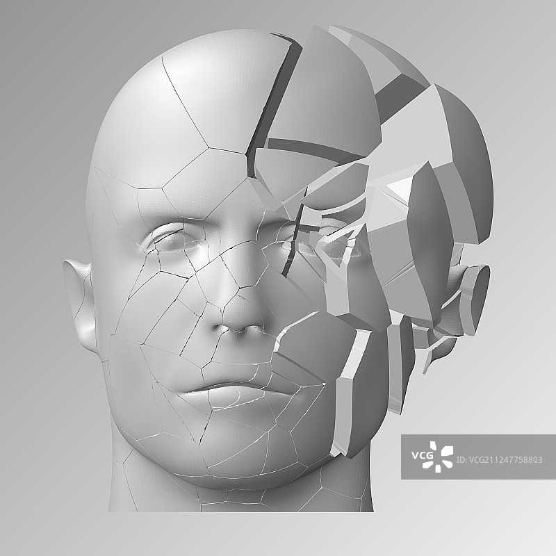 破碎的头部3D人脸图片素材