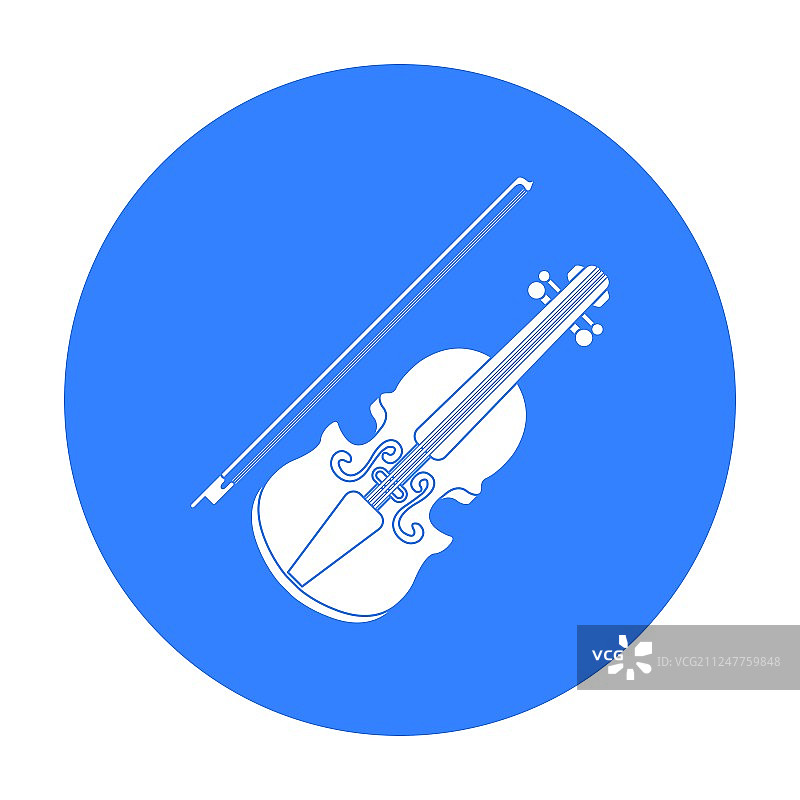 黑色小提琴图标，白色背景图片素材