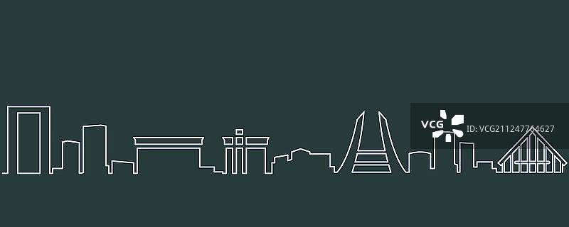 雅温得单线天际线图片素材