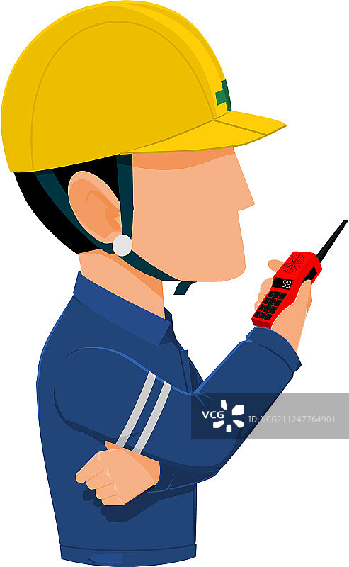 工人使用无线电通讯图片素材