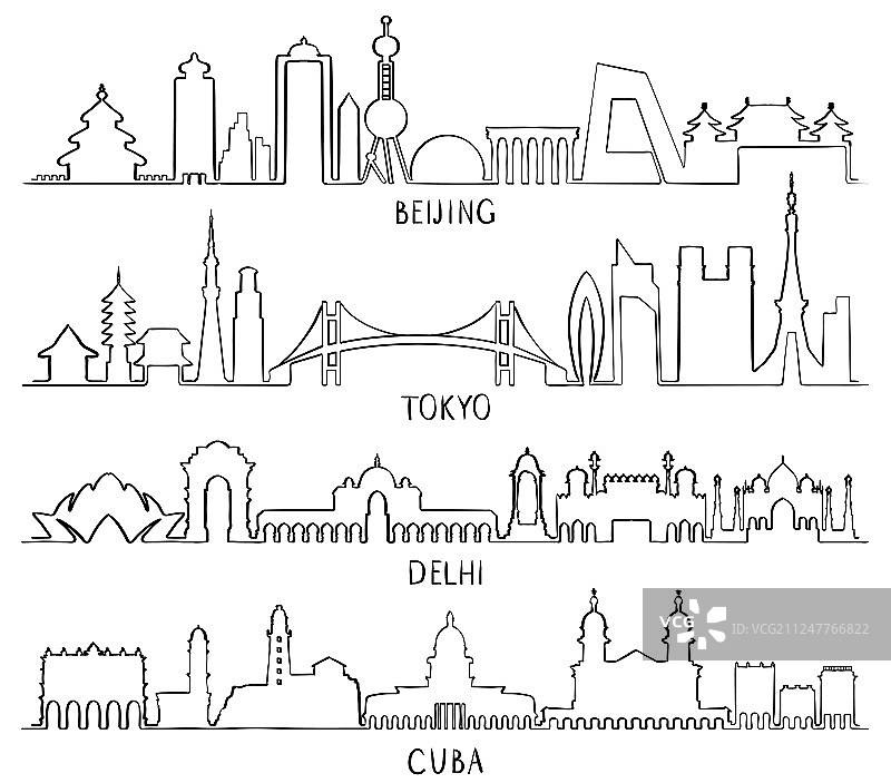 北京城市地标天际线轮廓图片素材