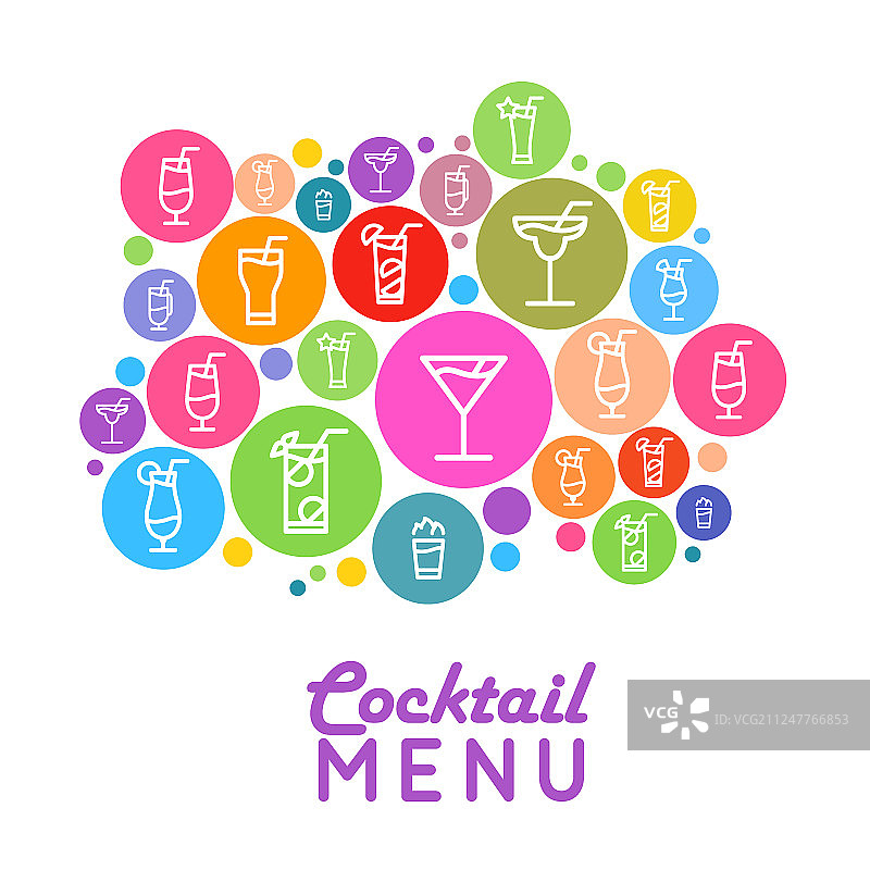 扁平风格鸡尾酒菜单海报设计图片素材