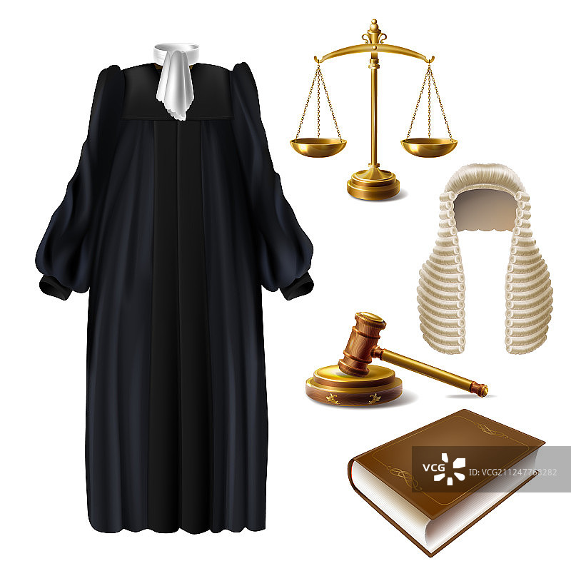 身着正装手持法槌的逼真法官图片素材