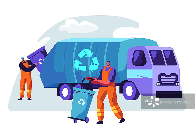 男人清理垃圾桶图片素材