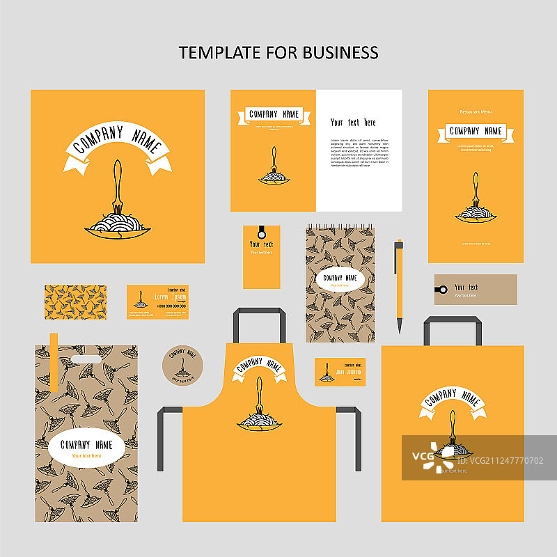 带有意大利面白色线条的公司品牌叉子图片素材