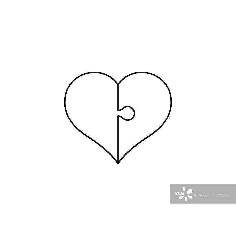 心形拼图线条艺术情人节图标图片素材