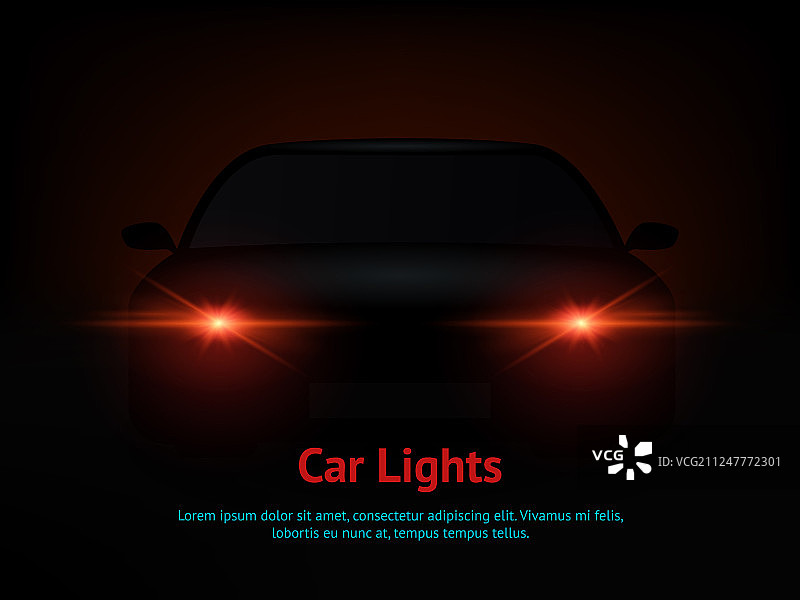 逼真黑暗汽车灯光效果图片素材